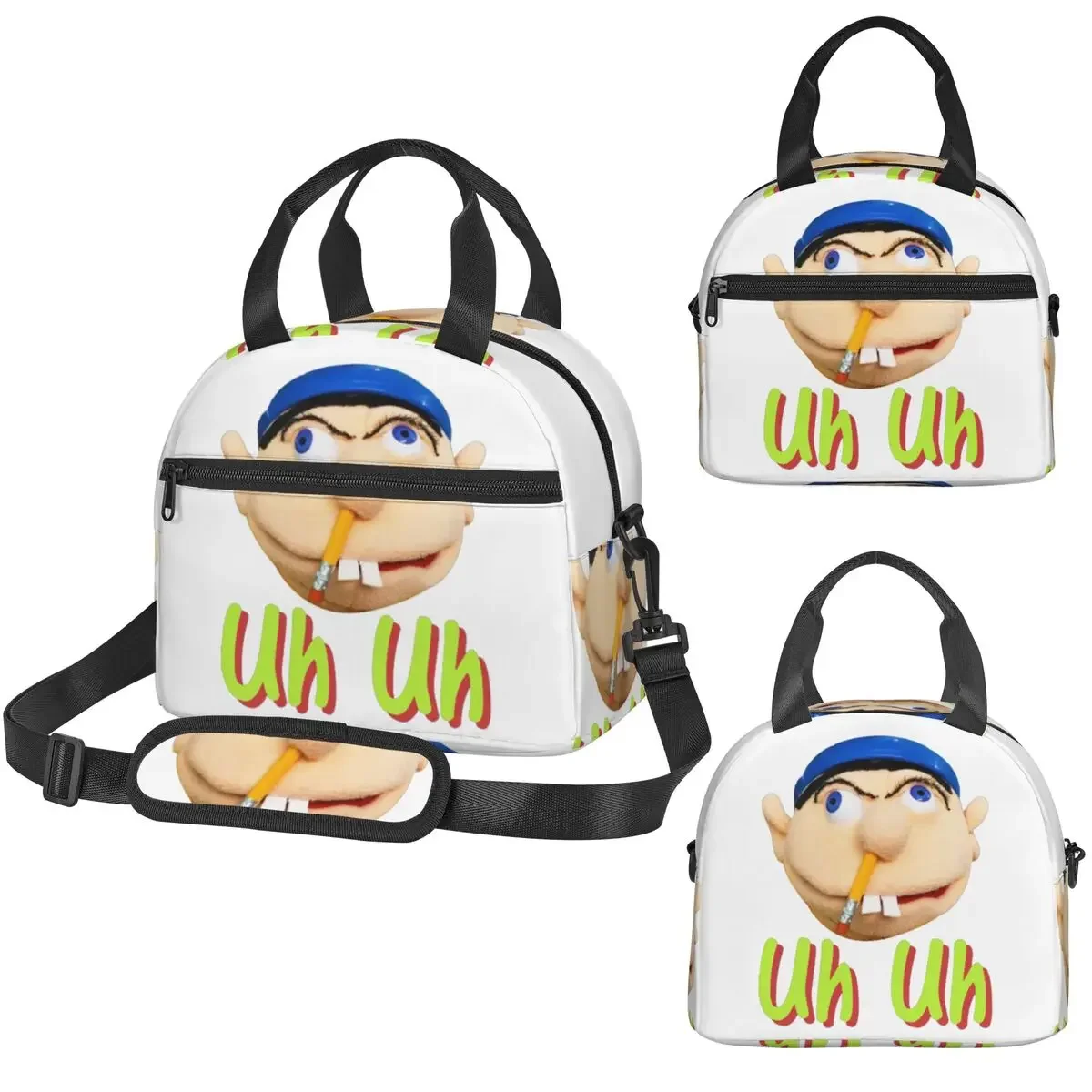 Jeffy I Hate Green Beans Insulated Lunch Bag for Women Children Portable Food Boxes Thermal Lunch Box Tote