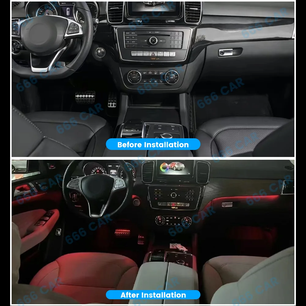 

3 Color Ambient Light Upgrade 12/64 Color For Mercedes Benz W166 W212 W218 W292 W221 GLE Car InsideAutomotive Decorative Lights