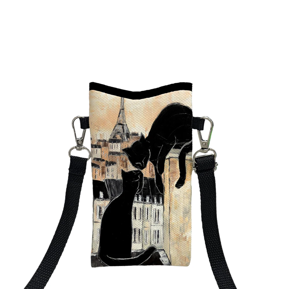 

Cat Art Animals Print Phone Bag Adjustable Detachable Strap Designed Exclusively for Crossbody Bag Convertible Shoulder Bag 3.6
