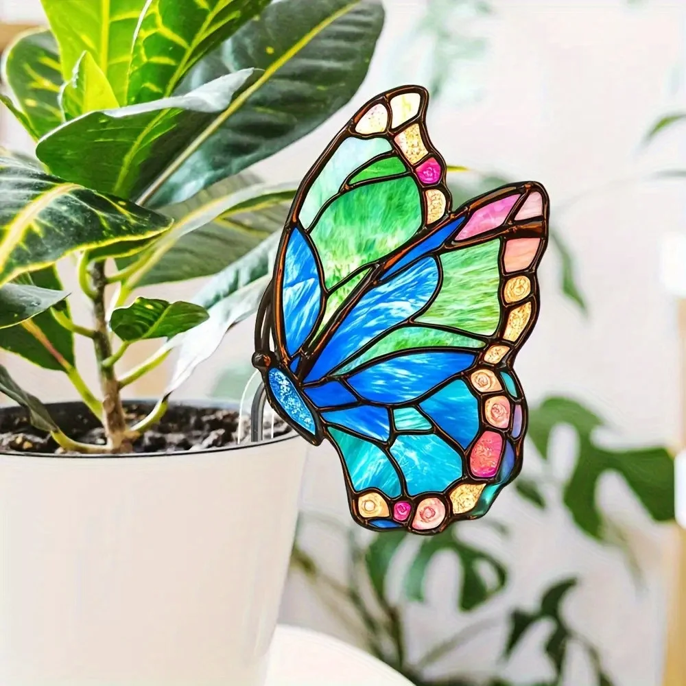 Outdoor Acrylic Pot Decoration With Bird And Butterfly Theme For Garden Use Offering Creative And Plant Display Solution