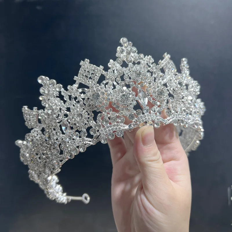 NiuShuya Big Crown for Queen Princess Pageant Tiaras  Rhinestone Headbands for Women Bride Wedding Hair Accessories