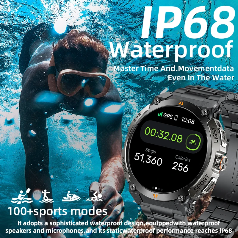 Jam Tangan Pintar Luar Ruangan GPS Baru Jam Tangan Pintar Pria 466*466 Ultra HD AMOLED Jam Tangan Pintar Kompas Panggilan Bluetooth Denyut Jantung IP68 Jam Tangan Pintar Olahraga Pria