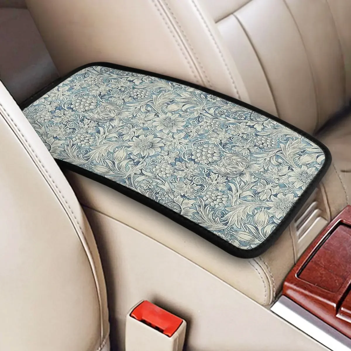 Leather Car Armrest Cover Mat William Morris Sunflower Center Console Cover Pad Floral Victorian Armrest Pad Auto Interior