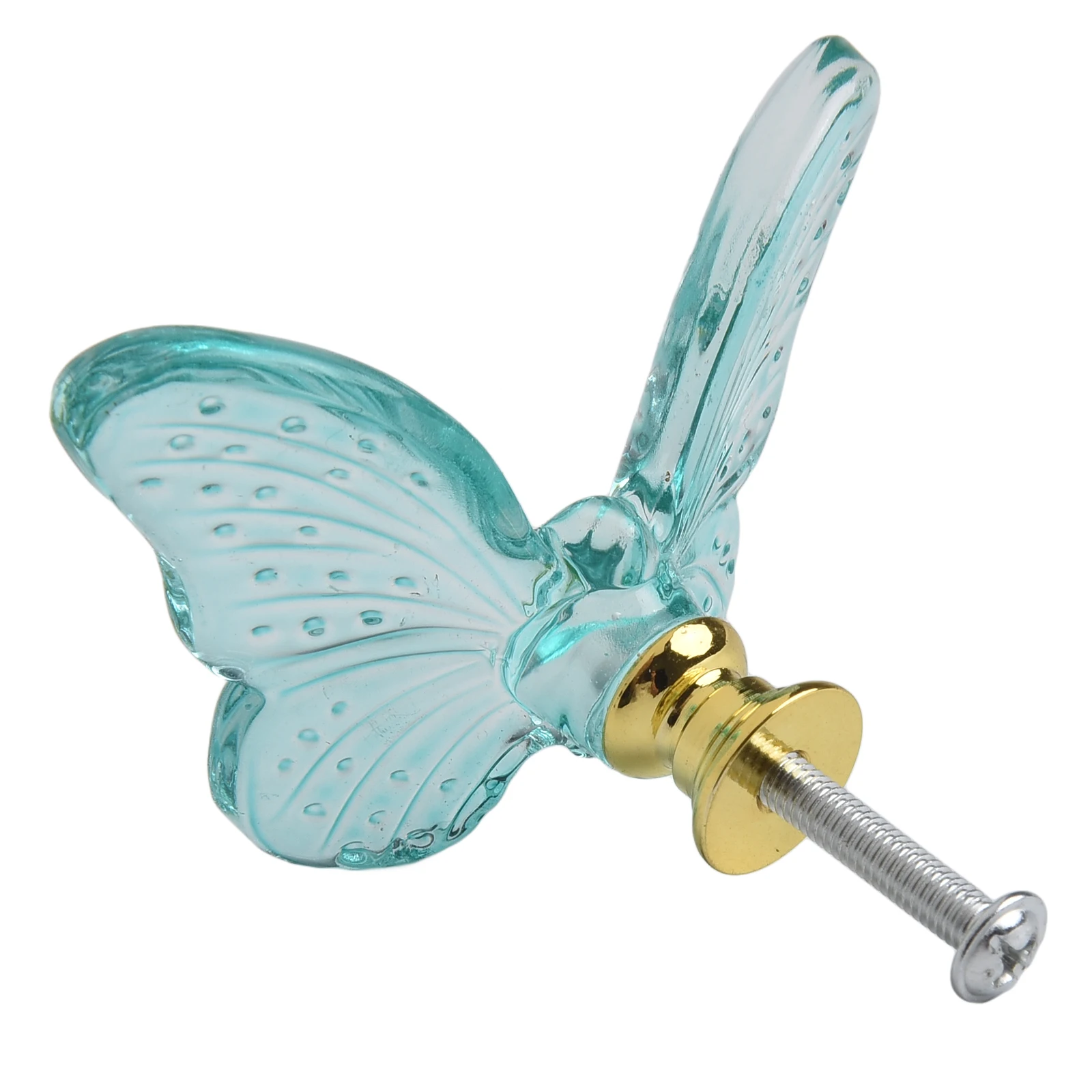 Brand New Butterfly Pulls Dresser Glass+metal Green/white Stylish Vintage 1 Pcs 6cm*4.9cm/2.3in*1.9in Beautiful