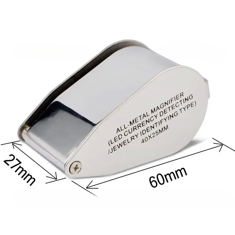 40X Foldable Magnifier Metal Jewelry Loupe Magnifying Glass Portable Handheld Eye Magnifier  Lamp UV Light Lamp Magnifier