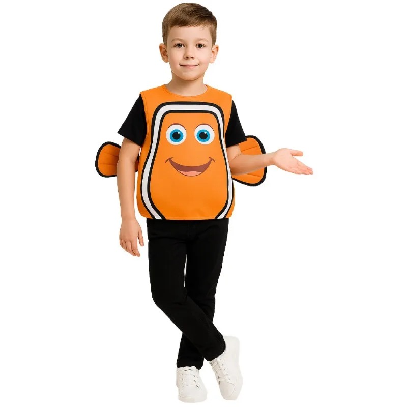 Disfraz de pez payaso Nemo para niños, traje de Animal en el océano para Halloween, ropa de actuación para fiesta, juego de rol de dibujos animados de Anime de película