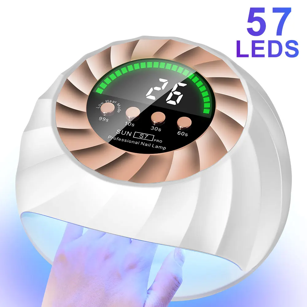 โคมไฟทำเล็บแบบโฟโตเทอราพีพร้อมไฟ LED 57 ดวง แห้งเร็ว มี 3 โหมดตั้งเวลา หน้าจอ LCD สำหรับร้านทำเล็บ/เครื่องอบเล็บที่บ้าน