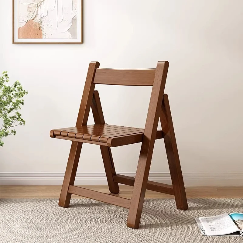 Solid Wood Folding Chair with Thick Padded Seat, Portable Ergonomic Back Support for Dining Room Living Room Outdoor Events