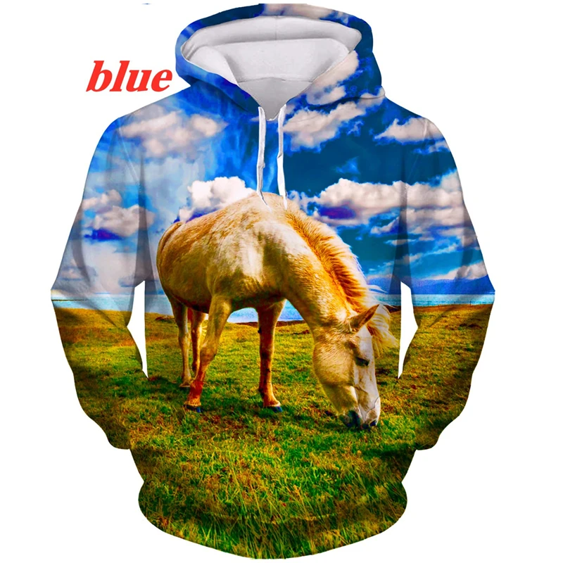 

3d Printing Horse Hoodies For Men Casual Fashion Clothe Funny Male Vintage Hoody Graphic Pullovers 2024 Autumn New Sweatshirts