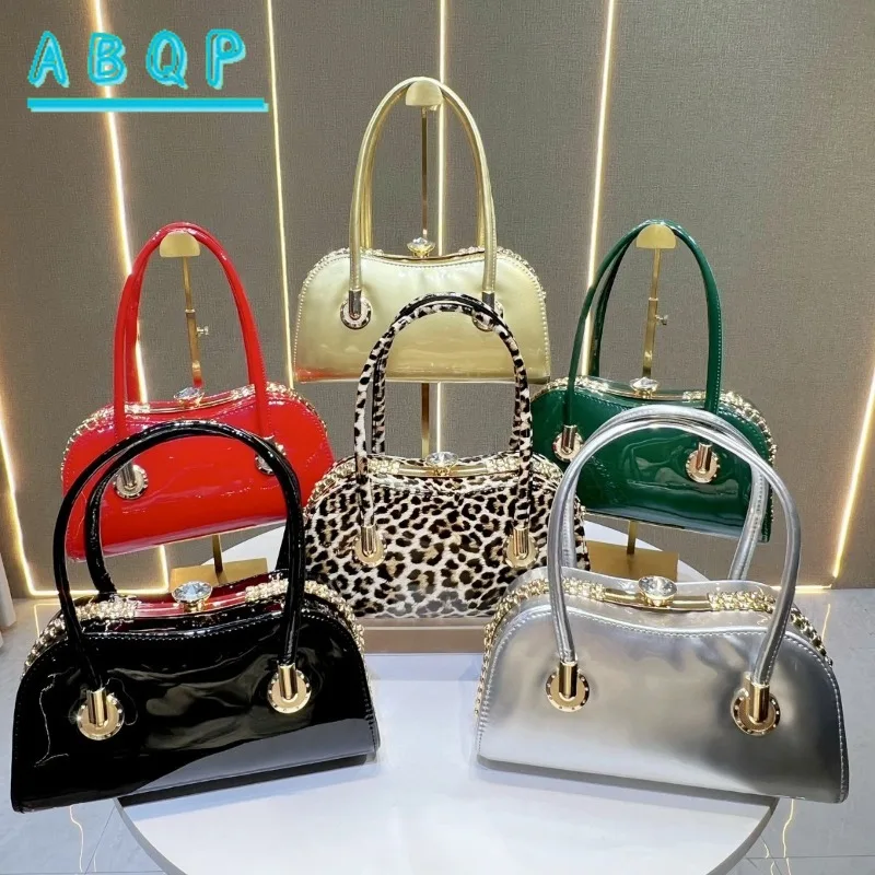 Dinner Women's Bag with Diamonds Fashion Women's Handbag Dinner Diamond Bright Leather Women's Shoulder Messenger Bag