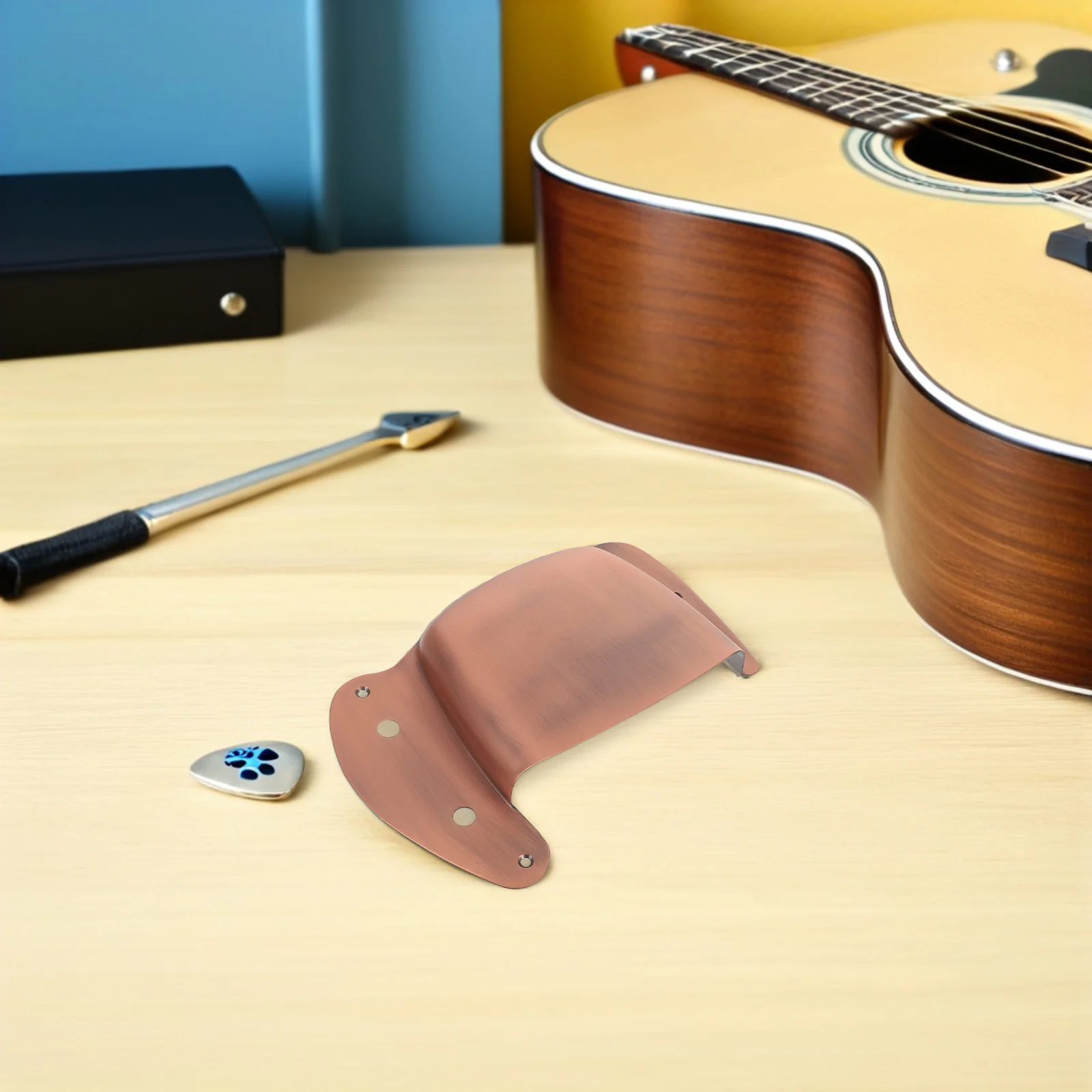 

Bass Bridge Protector Vintage Copper Metal Cover Pickup Bridge Protective Cover Replacement for Electric Bass Guitar Accessory