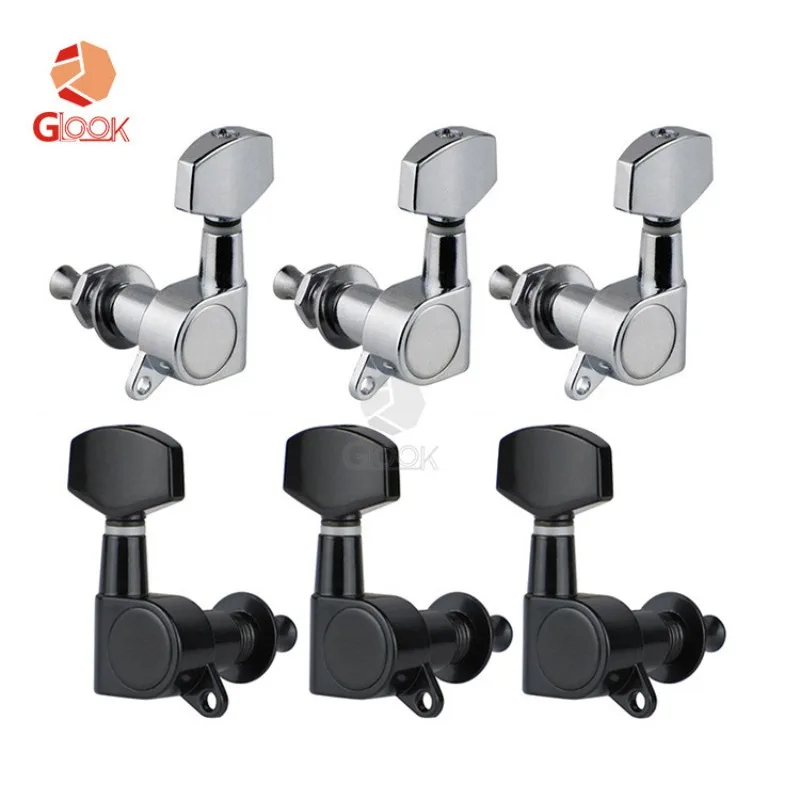 FLEOR Набор из 3 колки для настройки акустической гитары, колки для тюнера, ключи 3L3R/6L/6R, хром/черный