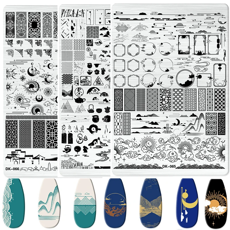 ดวงจันทร์ดาวดอกไม้เล็บปั๊มแผ่นผีเสื้อ Plant Leaf สแตนเลสสตีลเล็บแสตมป์แม่แบบลายฉลุเล็บเล็บเครื่องมือ