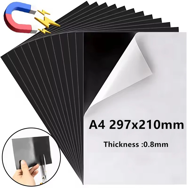 1/2/5Pcs A4 Self-Adhesive Magnetic Mat Sheets Flexible Magnet Sheets for Refrigerator Photo Picture Decor Fixed Sticker DIY Gift