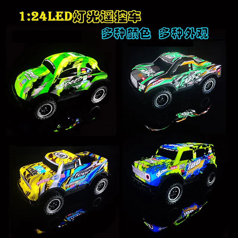 Carro de controle remoto RC off-road com luzes para crianças, brinquedo de simulação, presente sem bateria, novo, 1:24, Y240, 2023