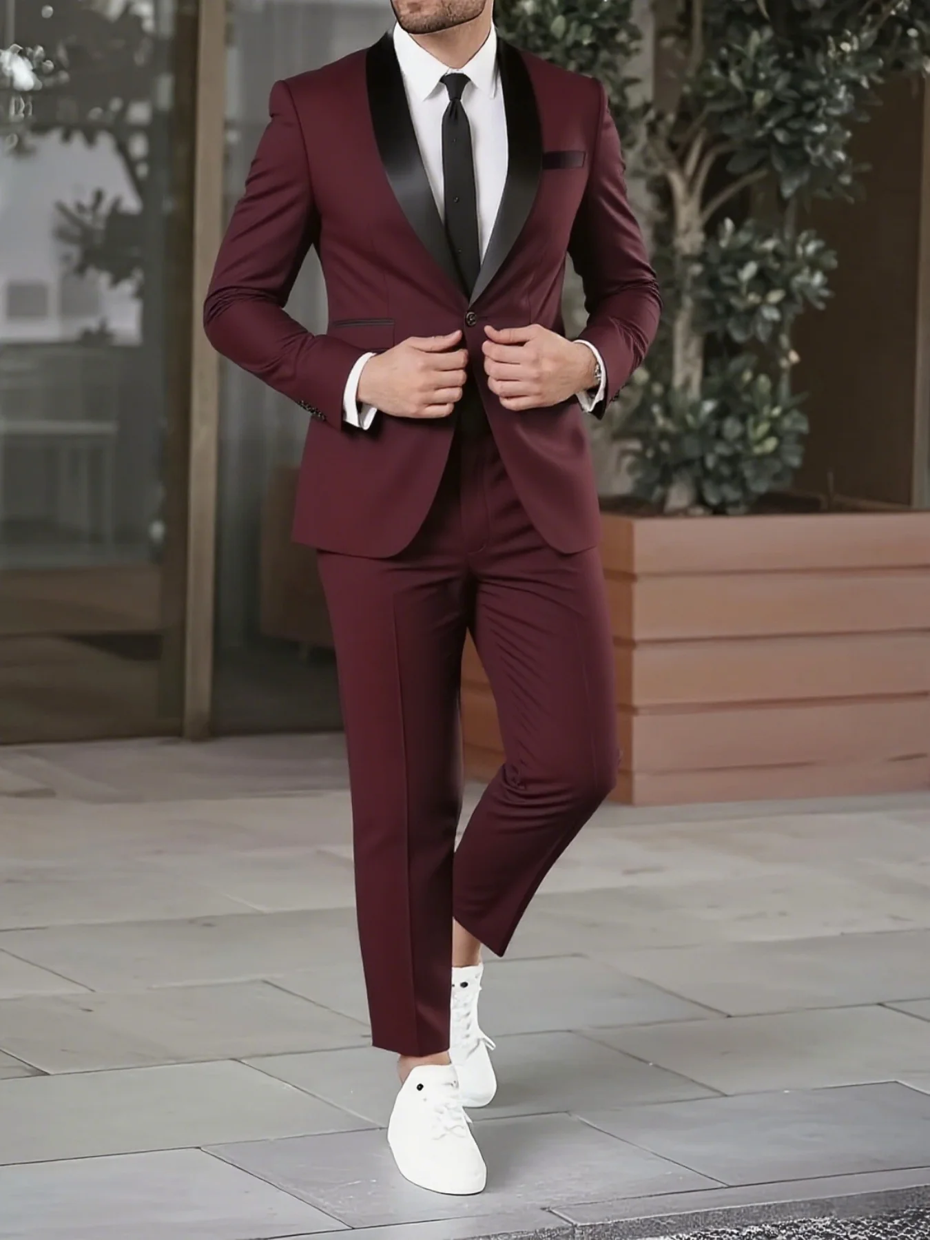 

Men's Shawl Lapel Two Piece Suit Set, Fashion Business Formal Wear, Jacket & Pants for Office