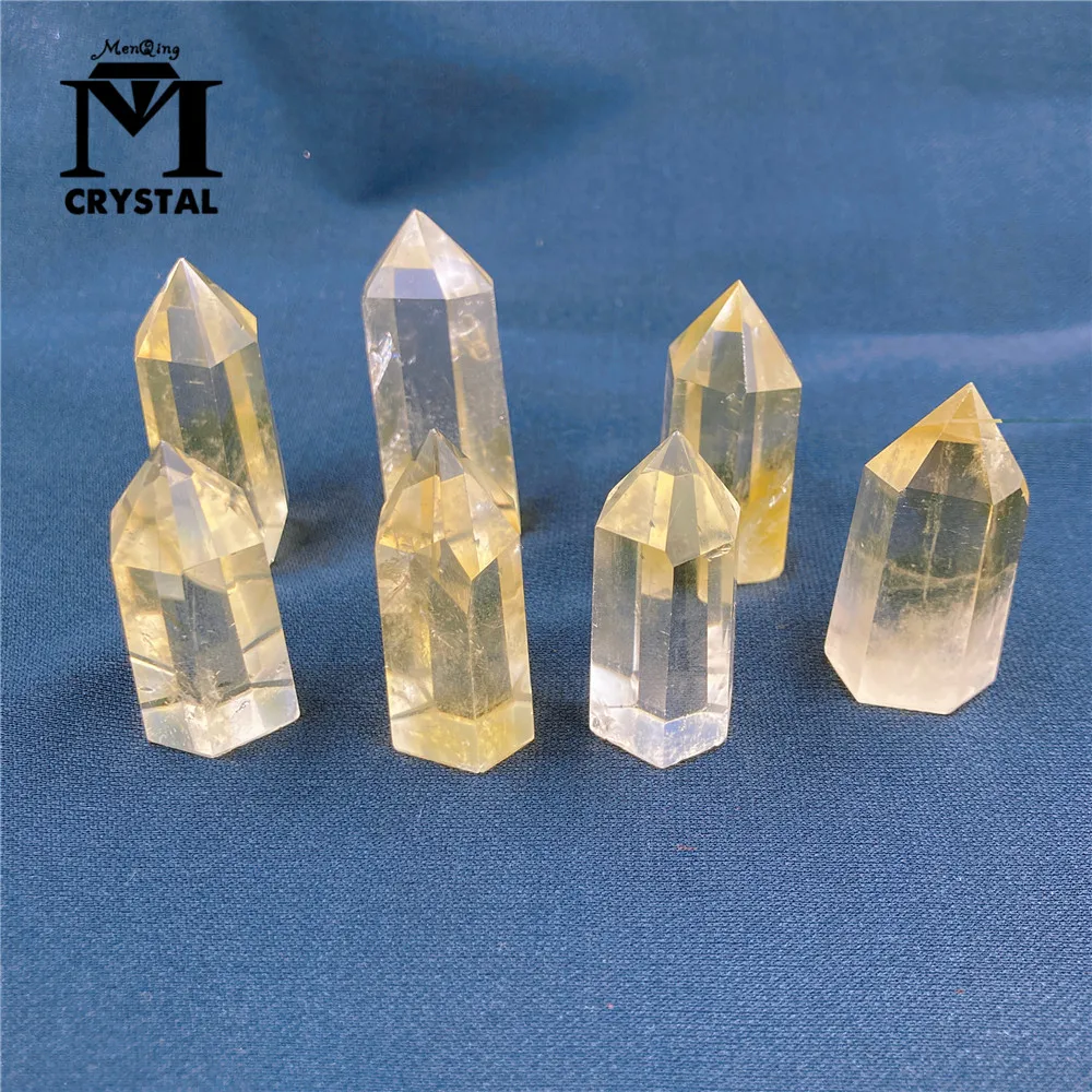 Natural Brazilian Citrine Crystal Point Wand Yellow Quartz Gemstone Tower Reiki Healing Stone Ore Specimen Crafts Home Decor