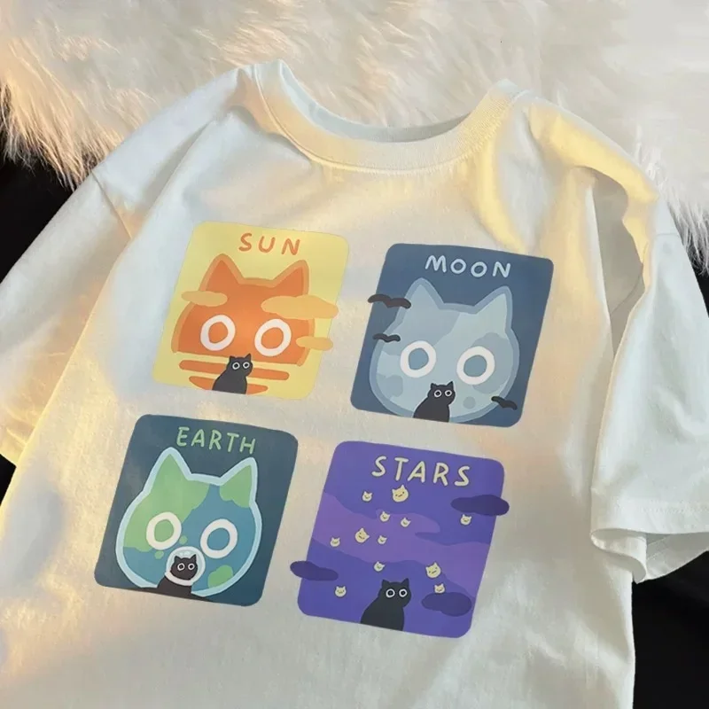 

Забавная женская футболка с рисунком милого кота и собаки, уличные удобные мягкие топы, креативная модная женская футболка, одежда