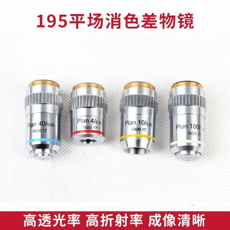 195 Flat-field Achromatic Objective 4X10X20X40X100X Accessories