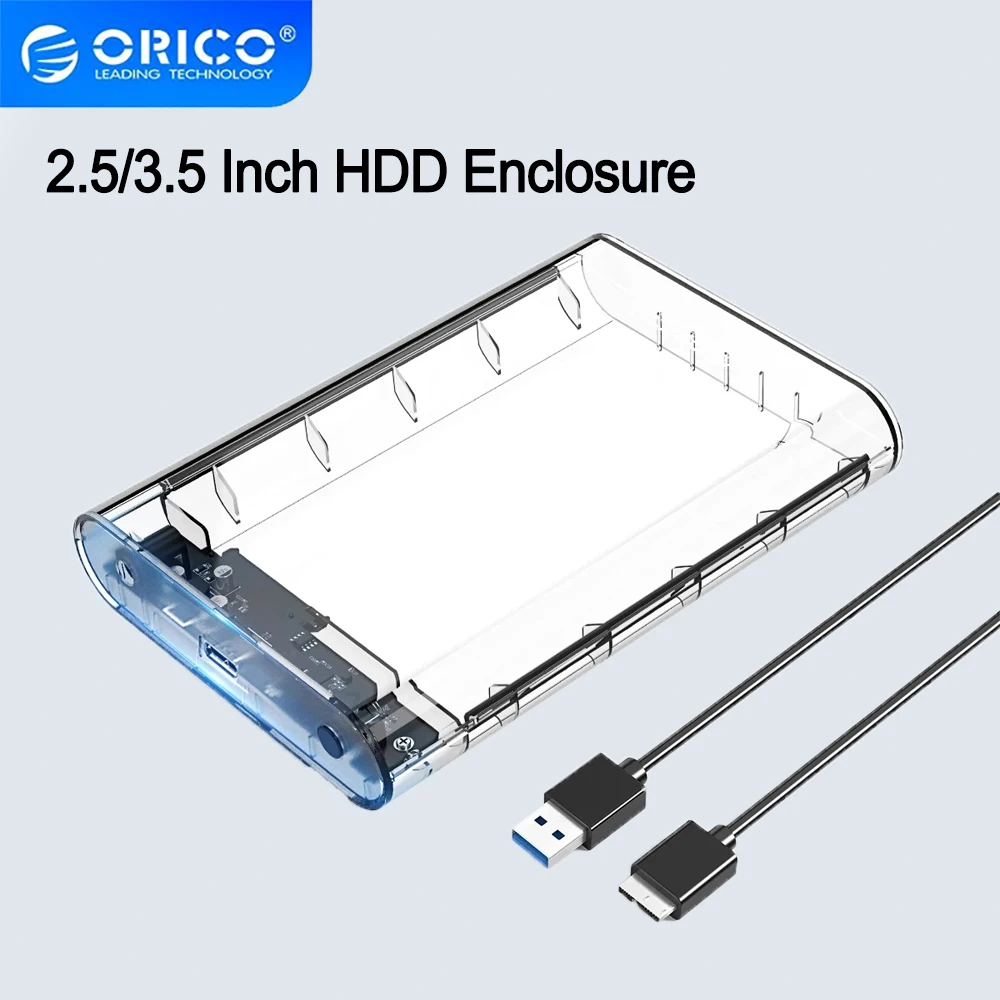 ORICO 2.5/3.5 Inch HDD Case Transparent SATA to USB 3.0 Adapter External Hard Drive Enclosure for 2.5' 3.5'' SSD Disk HDD Box