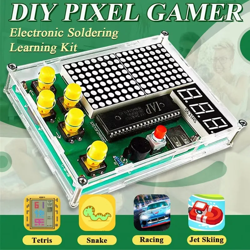 N97R DIY Pixel Game Maker Kit Electronics DIY Soldering Project Practice Solder Learning Assembly with Shell Race Car Games
