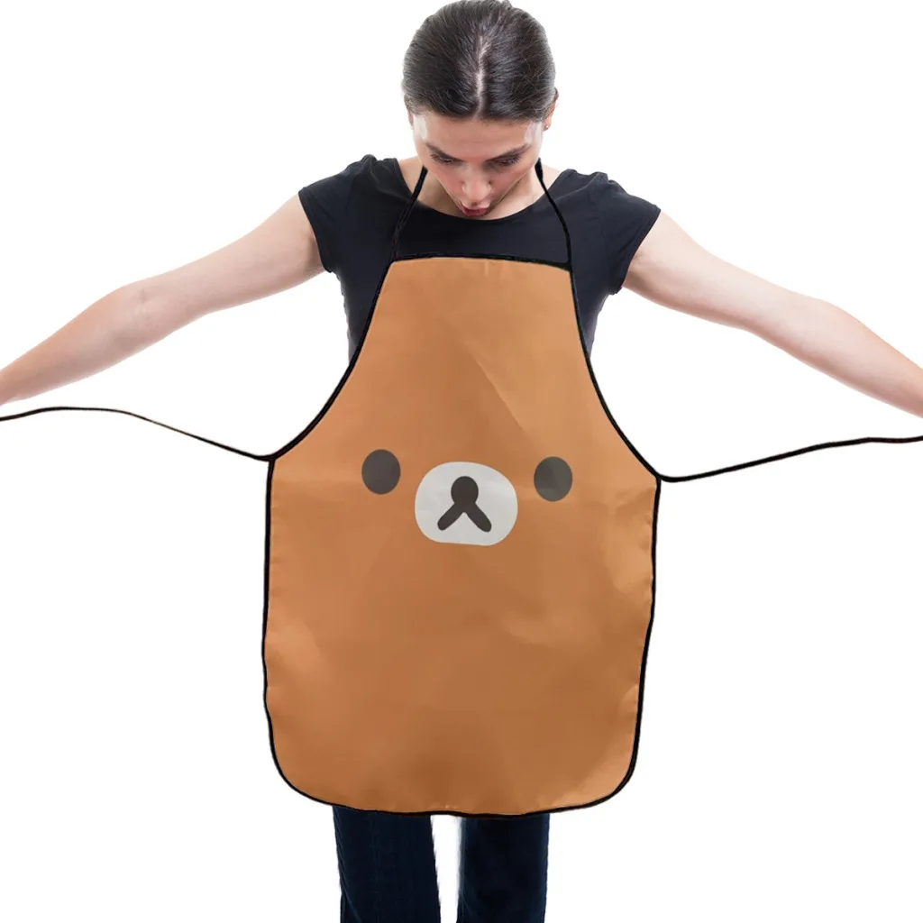 Rilakkuma Bear Face Kitchen Aprons for Women Household Cleaning Apron Chefs Cooking Baking Apron