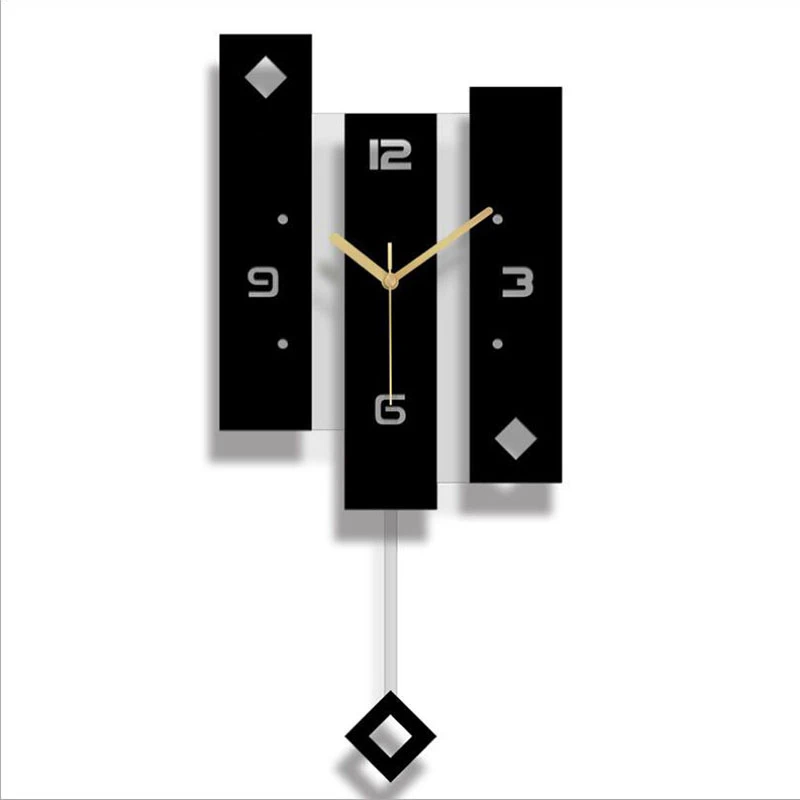 Black Acrylic Creative Swing Wall Clock Living Room Bedroom Silent Home Fashion Clock