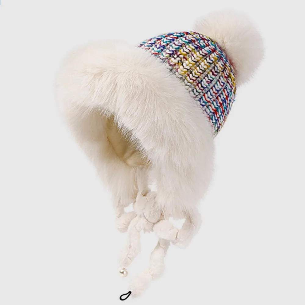 

Роскошная фетровая шляпа с помпоном Стильная универсальная ветрозащитная теплая комфортная лыжная шапка с широкими полями и защитой ушей Красочная вязаная шапка