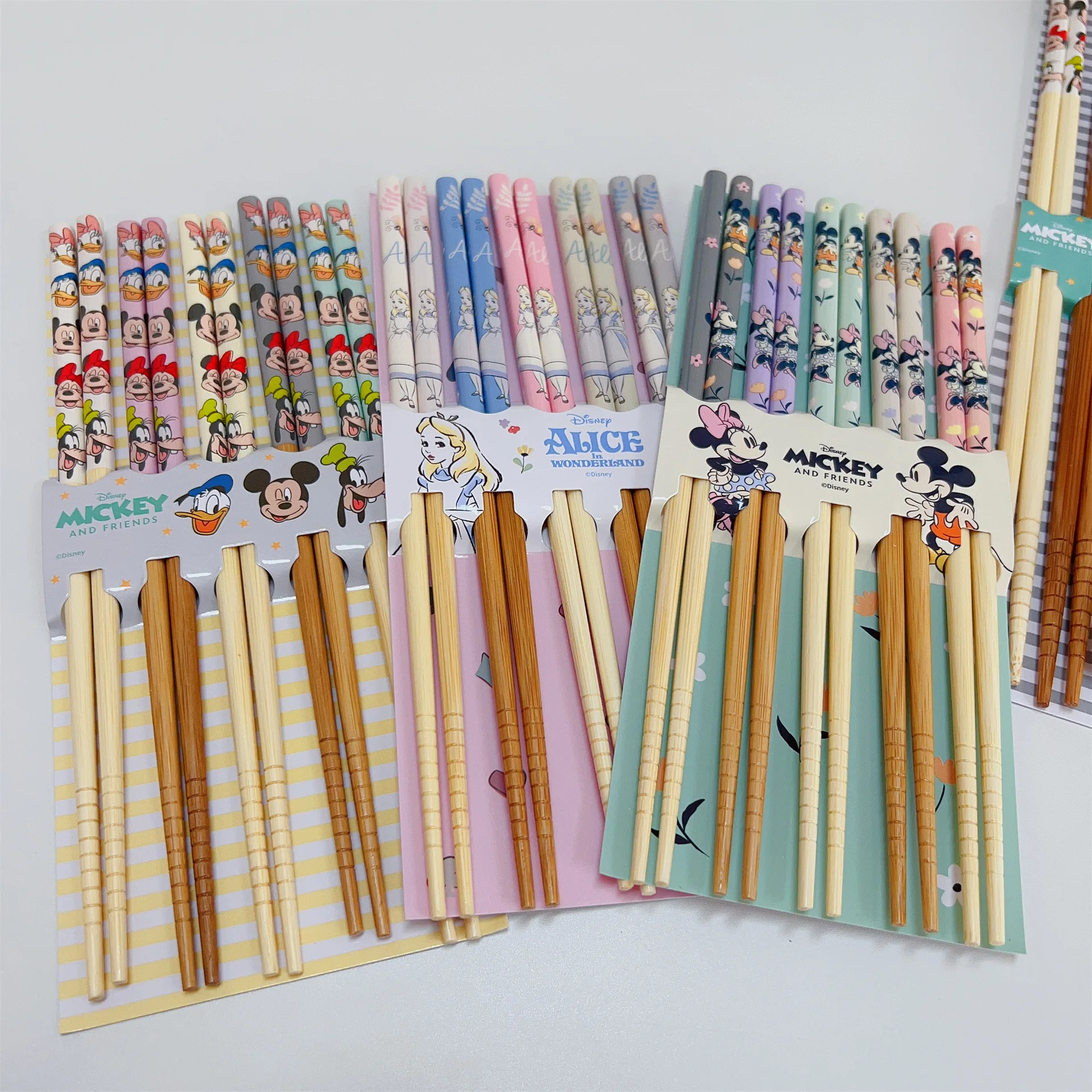 Kawaii Disney Chopsticks Set Cartoon Mickey Minnie Chopsticks Chinese Hot Pot Chopsticks Bamboo Chinese Tableware 5Pairs Set