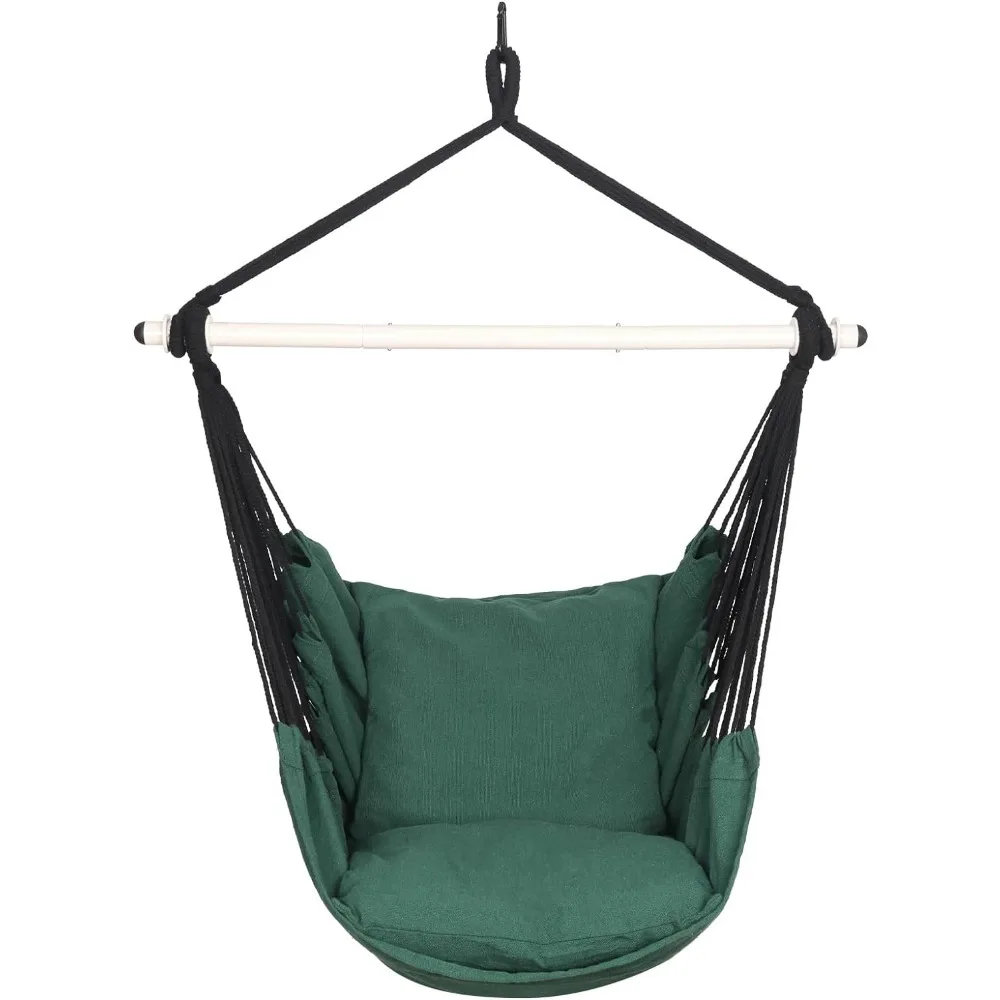 

Highwild Hammock Chair Hanging Rope Swing Max 500 Lbs - 2 Cushions Included Steel Spreader Bar with Anti-Slip Rings for An