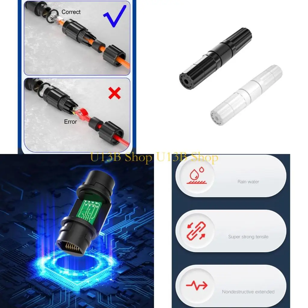 

U13B RJ45 водонепроницаемый разъем IP67 сетевой кабельный разъем сетевого кабеля удлинителя