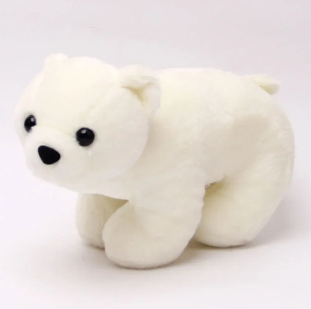 

25CM polar bear plush toy cute with small fish embroidery doll Glacier animal white doll send children Christmas birthday gift