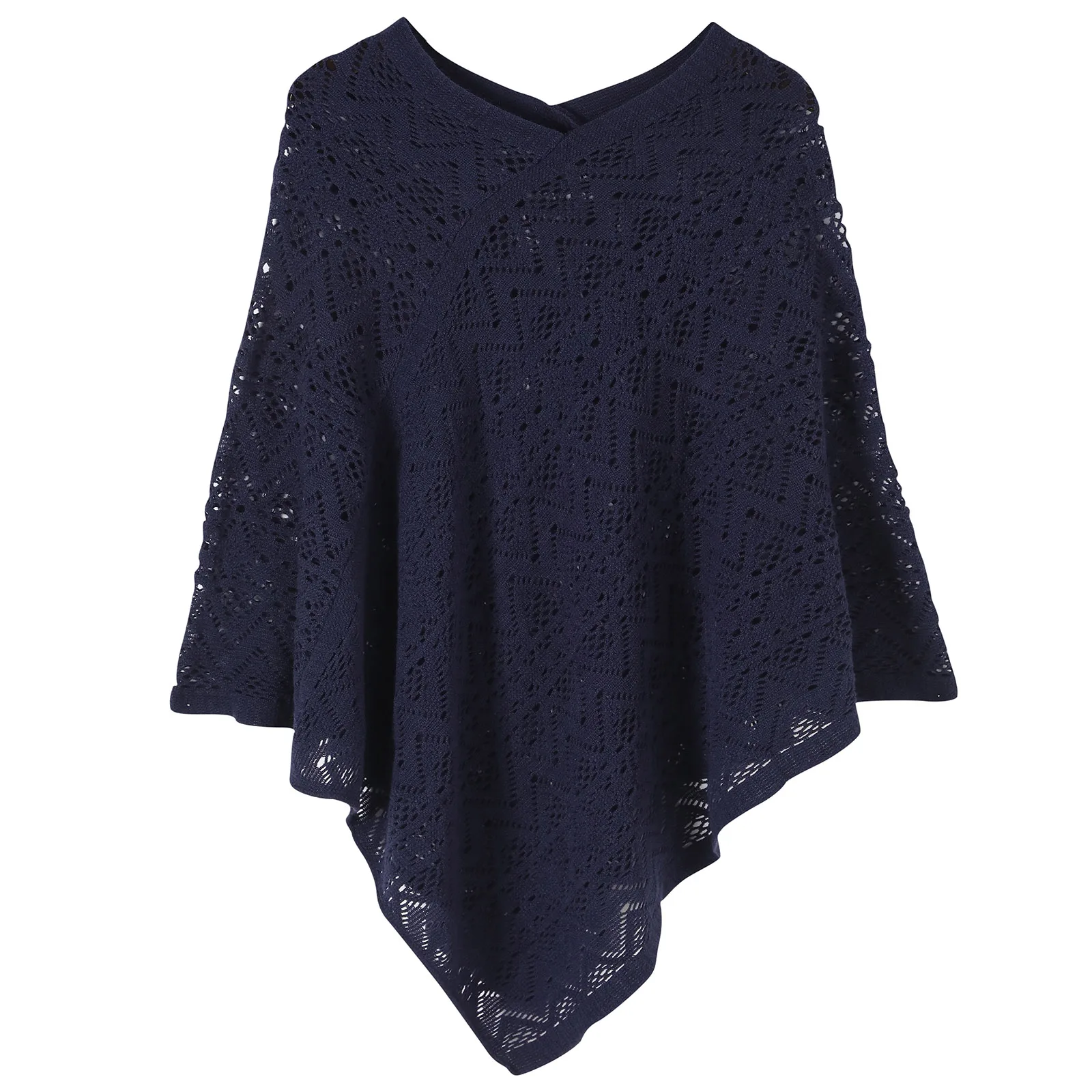 Dropshipping New Fashion Woman Poncho maglione sottile donna cardigan a righe tinta unita Plus Size Pullover maglione Cover Up