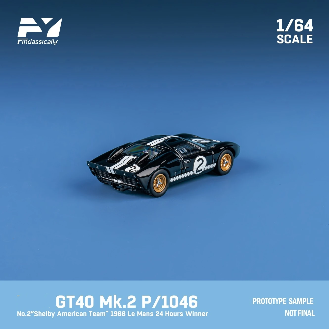 Findclassically FY 1:64 GT40 MK II Schwarz 2 #   Farbdruckguss-Modellauto