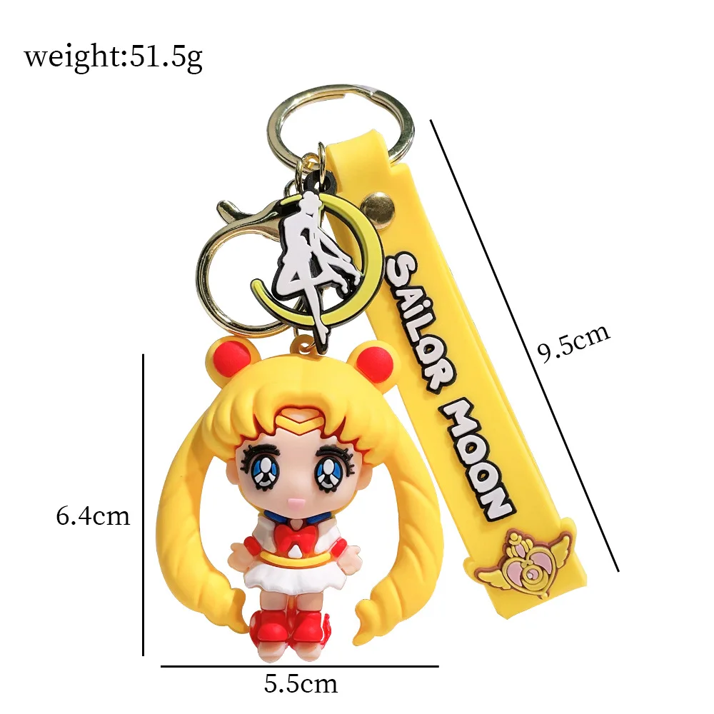 Sailor Moon Keychain Cute Figure Doll Couple Bag Pendant Keyring Car Key Chains PVC Jewelry Toy Gift for Men Women Friends