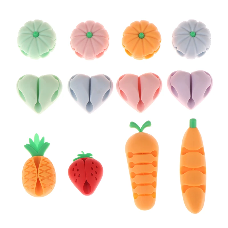 2/4Pcs Cute Love Pineapple Cable Winder Cable Organizer Adhesive Cord Holder Multipurpose Wire Management Clips For Desk Wall