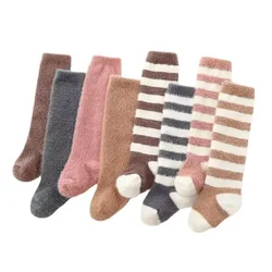 Baby Boy Girls Thicken Warm Knee High Socks Children Kids Thermal Stockings Autumn Winter Striped Long Sock Clothing Accessories