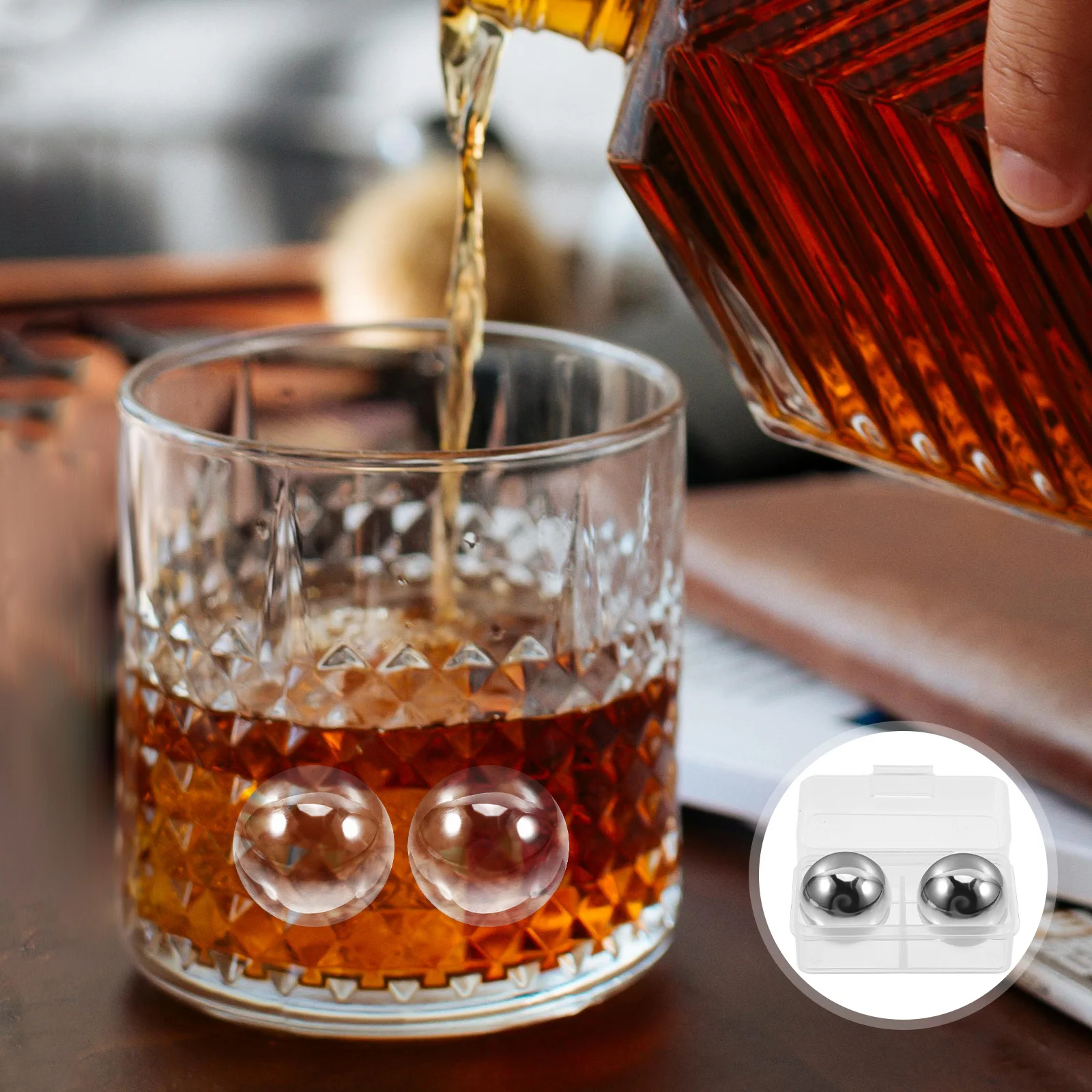 

2pcs Stainless Steel Whiskey Stones Reusable Ice Balls For Drinks Non Melting Beverage Chilling Cubes Bar Tools Gift For Men