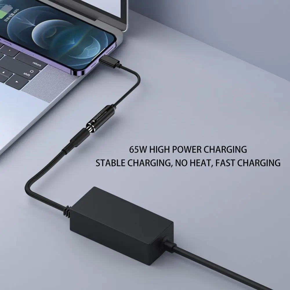 PD 65W Type-C To DC Jack Charging Cable DC Input 5/9/20V DC To Type-C Charging Cable 3A Automatic Recognition