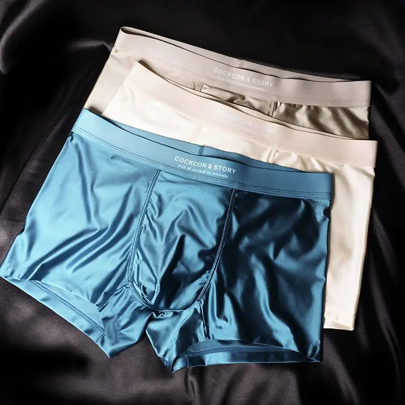 Satin Light Luxury Men's Ice Silk Briefs Men's Mulberry Silk 10A Antibacterial Base 0 Sense Premium Shorts Head Comfort Sexy - Image 4