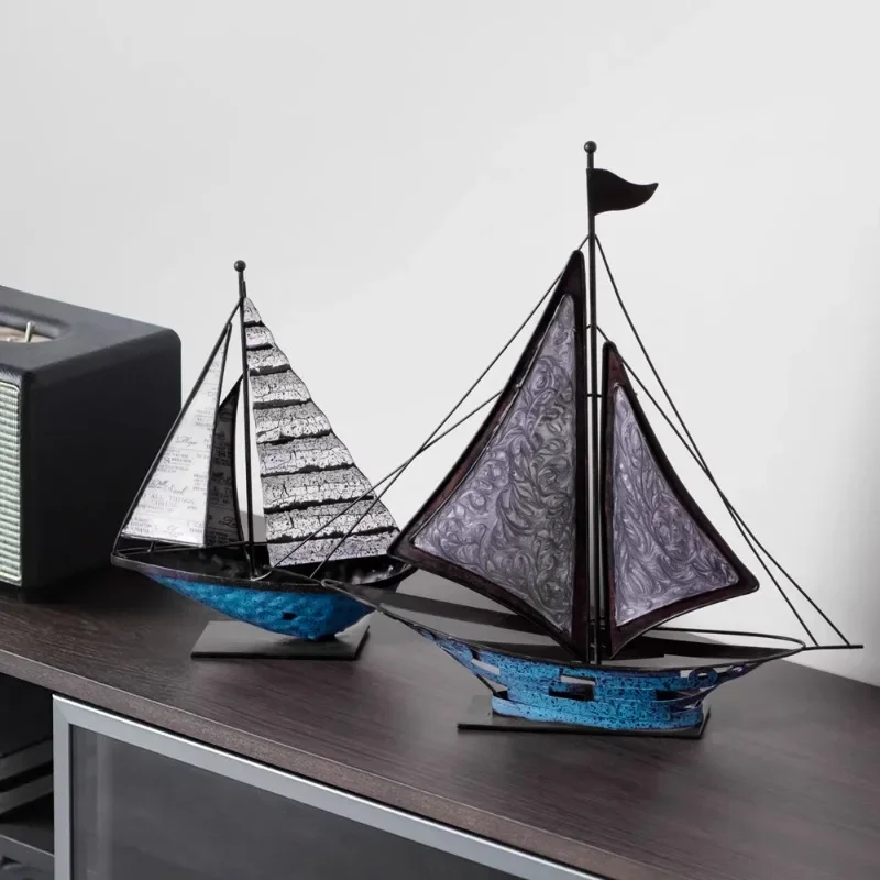 Vintage sailboat ornaments, office desktop decorations
