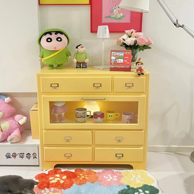 Dopamine color chest simple side cabinet bedroom home storage drawer five bucket utility cabinet