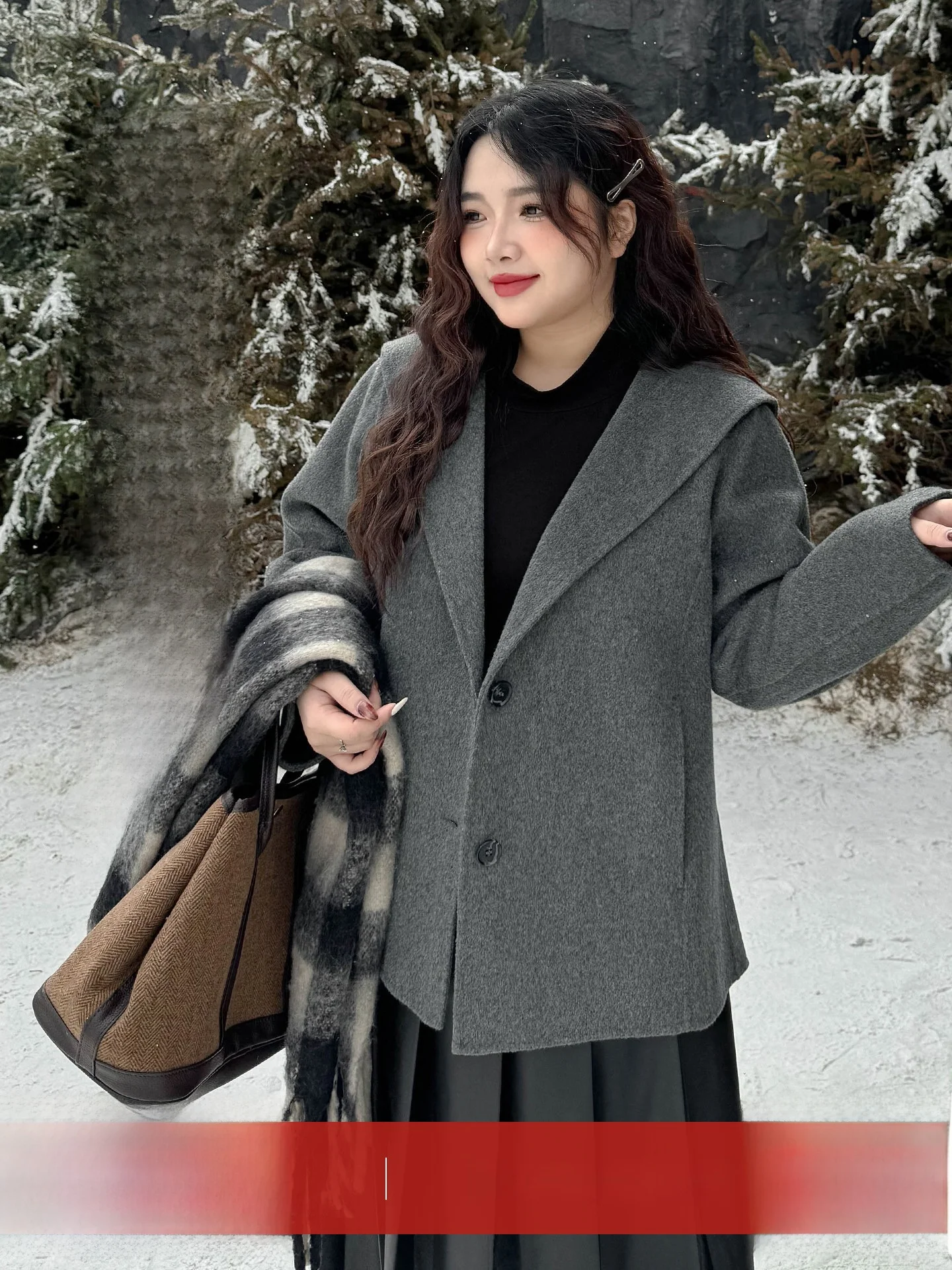 

Женское шерстяное пальто больших размеров 00% Camere Warm Sli, осенне-зимняя верхняя одежда, корейский свободный кардиган для больших размеров...