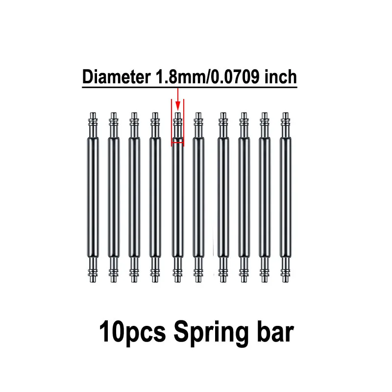 10pcs Dia 1.5mm/1.8mm Strainless Steel Leather watch strap Repair Spring Bars 8mm-18 20 22 24 26mm Belt Watch Repair Tools Pin