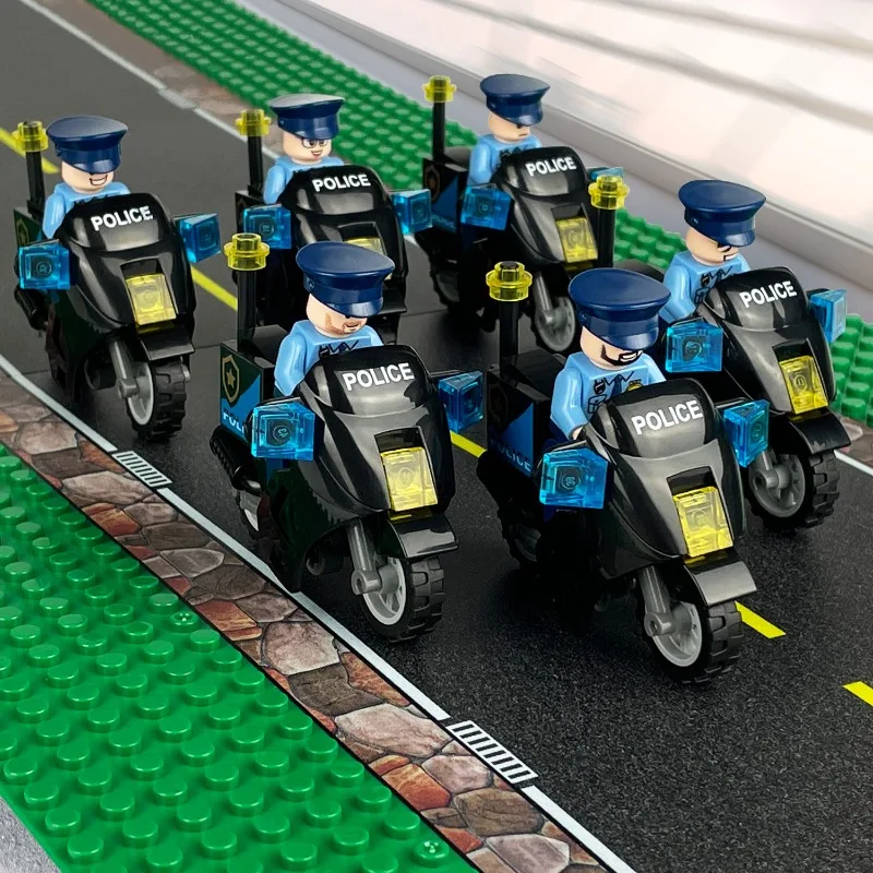 Militärisches Spezialpolizeimotorrad, Patrouillenmotorrad, Polizeimotorrad, DIY-Modell, Kleinteiliger Baustein-Bausatz, Geschenk. – Detail 12