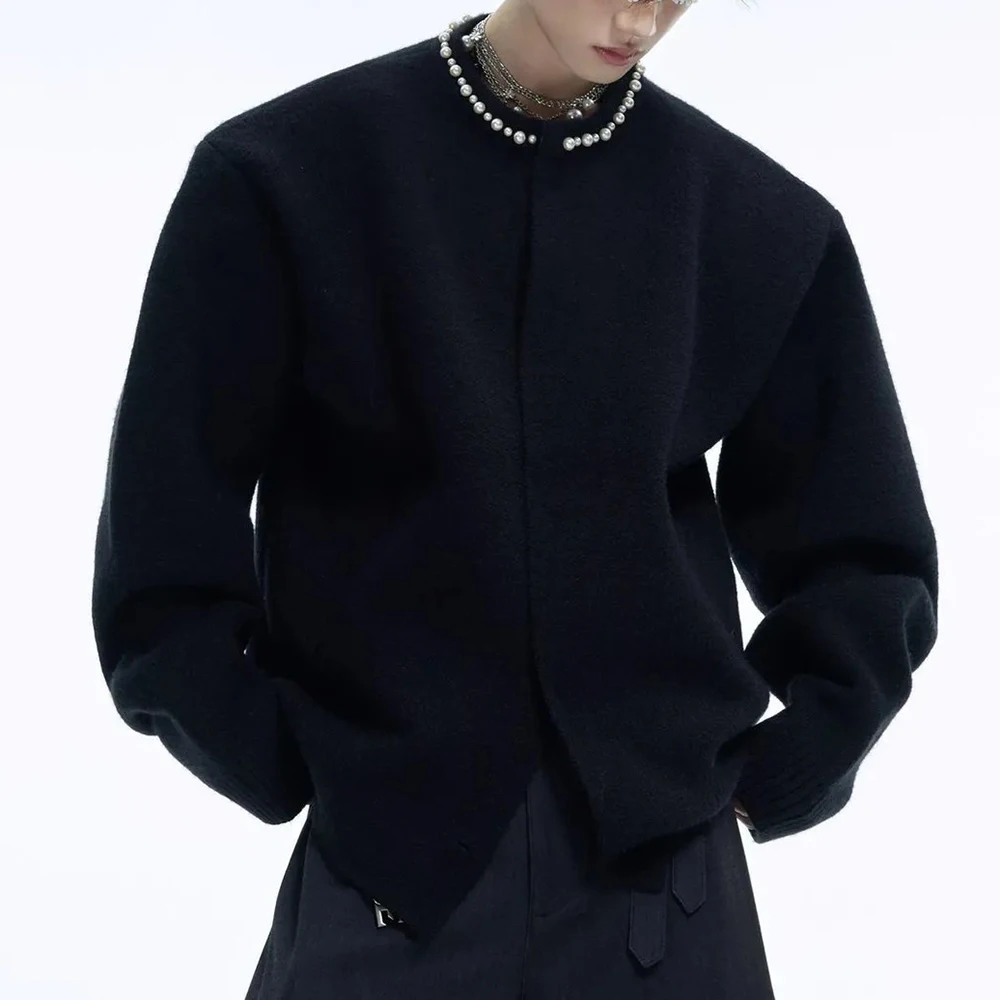 

Winter Men's Solid Color Long-Sleeved Cardigan Sweater Unisex American Retro Fashion Trendy High Street Casual Loose Men's Top