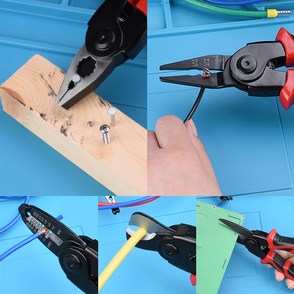 5 in 1 Multifunctional Pliers Multitool Interchangeable Plier Hand Tool Wire Cutter Wire Stripper Crimping Plier for Electrician