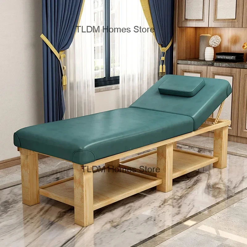 Modern Solid Wood Folding Massage Tables Aesthetic Stretcher Portable Body Massage Beds Minimalist Home Moxibustion Therapy Bed image 3