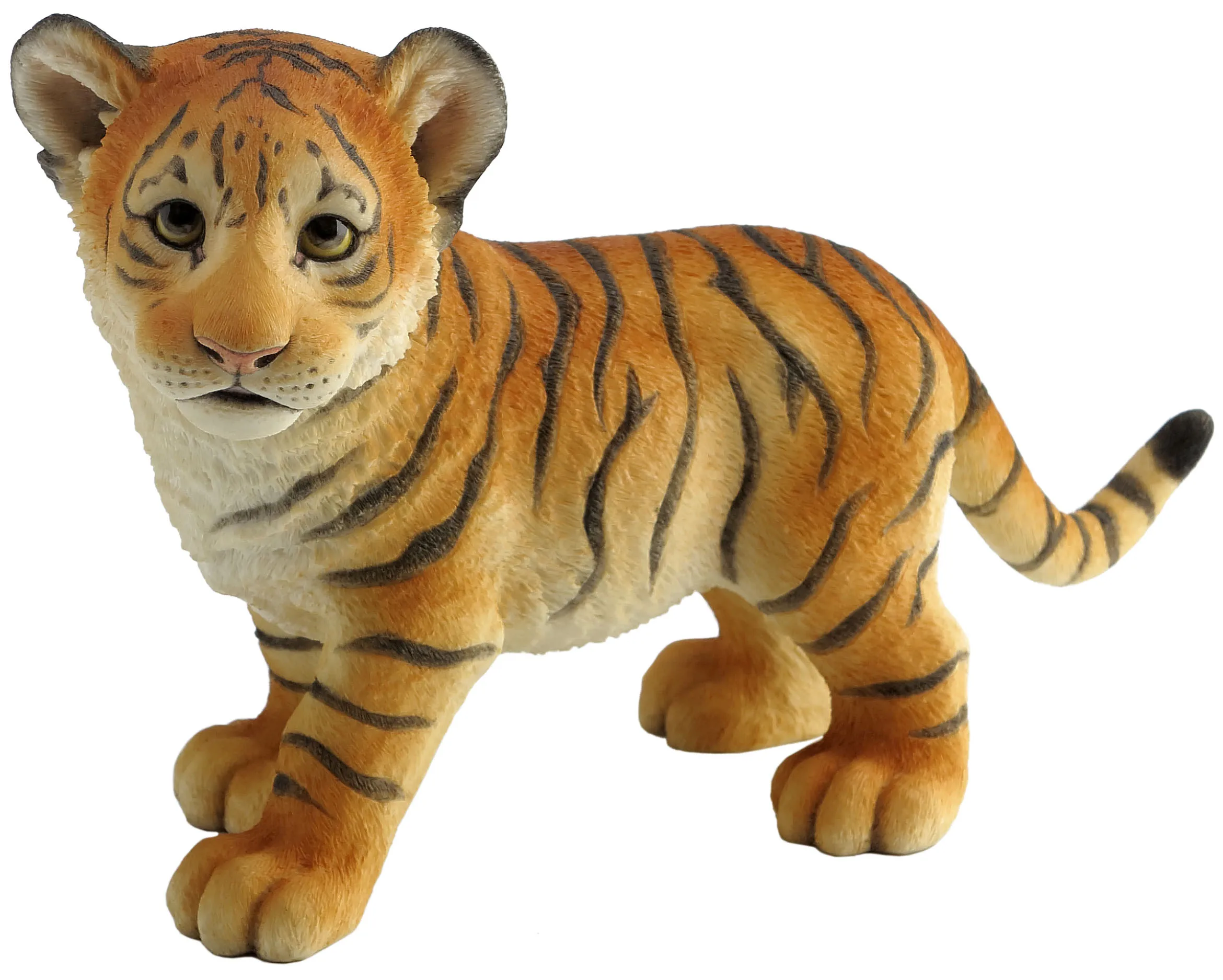 Walking Cute Tiger Cub Resin Figurine Realistic Striped Young Tiger Sculpture Wildlife Animal Desktop Ornament Home Decor Gift