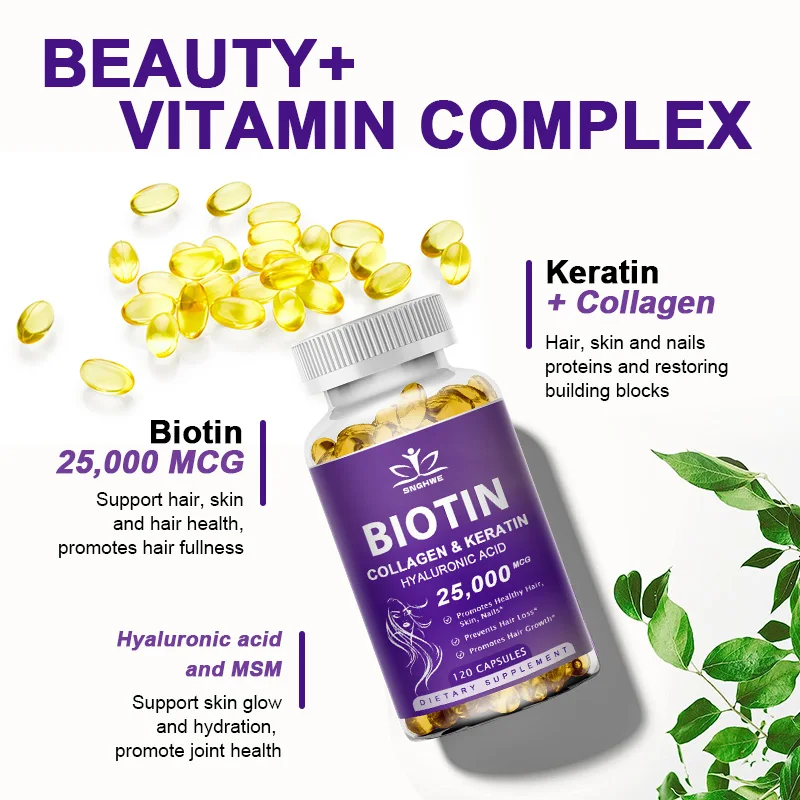 4X Collagen Biotin Capsules Hair Growth,Weak Nails, Supports Joints & Bones Vegan Capsules